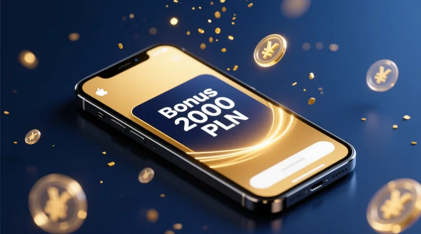 Bonusy bukmacherskie 2025 - smartfon z aplikacją do zakładów bukmacherskich pokazujący bonus 2000 PLN