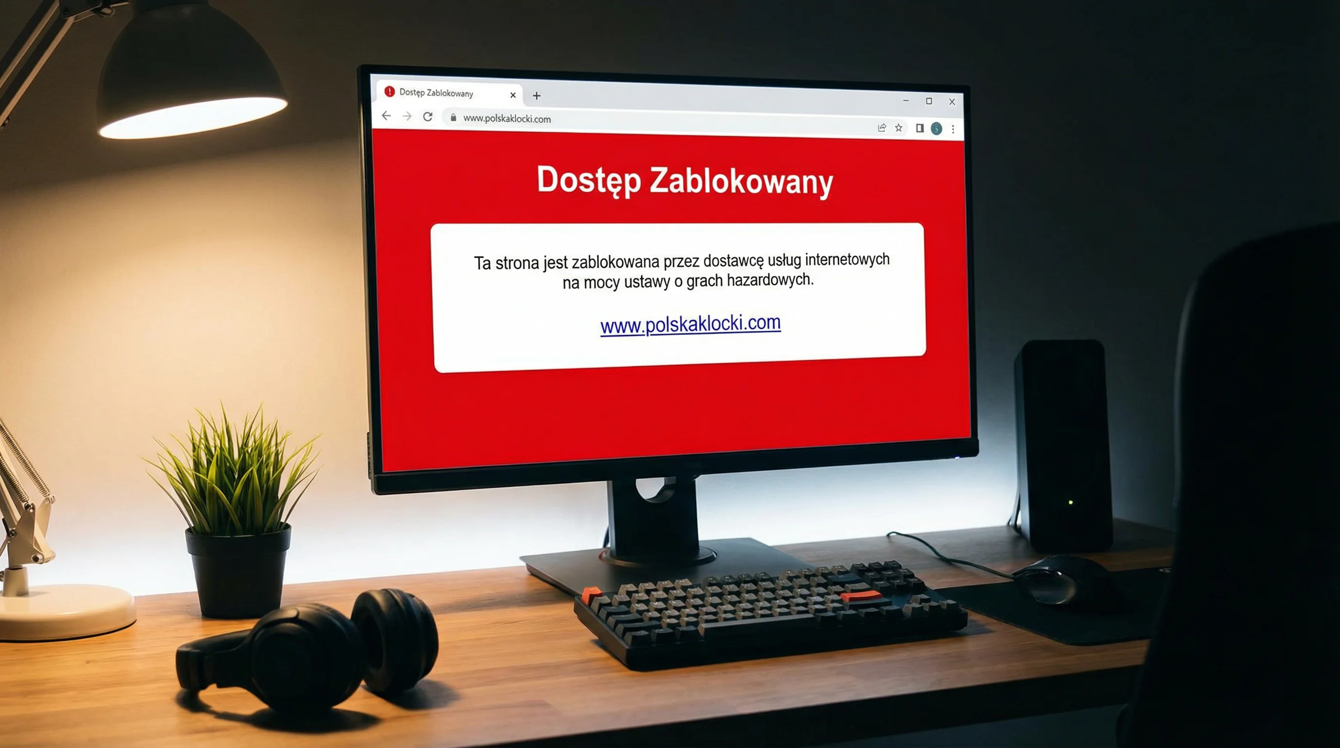 Zablokowana strona internetowa z komunikatem o niedostępności