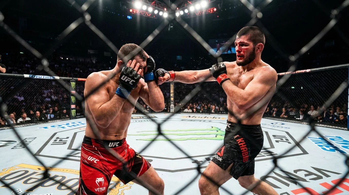 Dwóch zawodników MMA w klatce podczas walki
