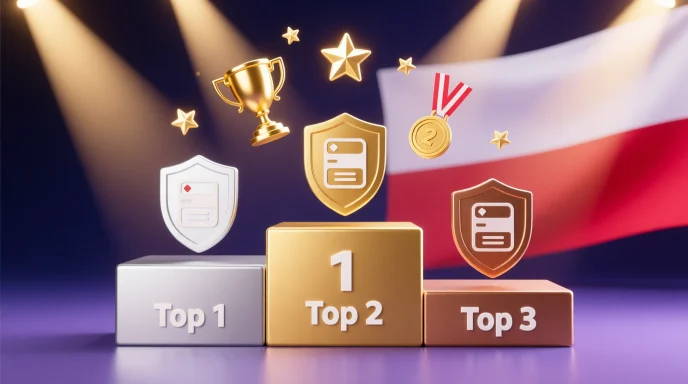 Ranking najlepszych bonusów bukmacherskich w Polsce - podium z trofeami reprezentującymi top oferty